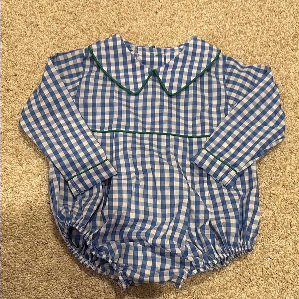 The Beaufort Bonnet Company Blue and White Gingham Romper